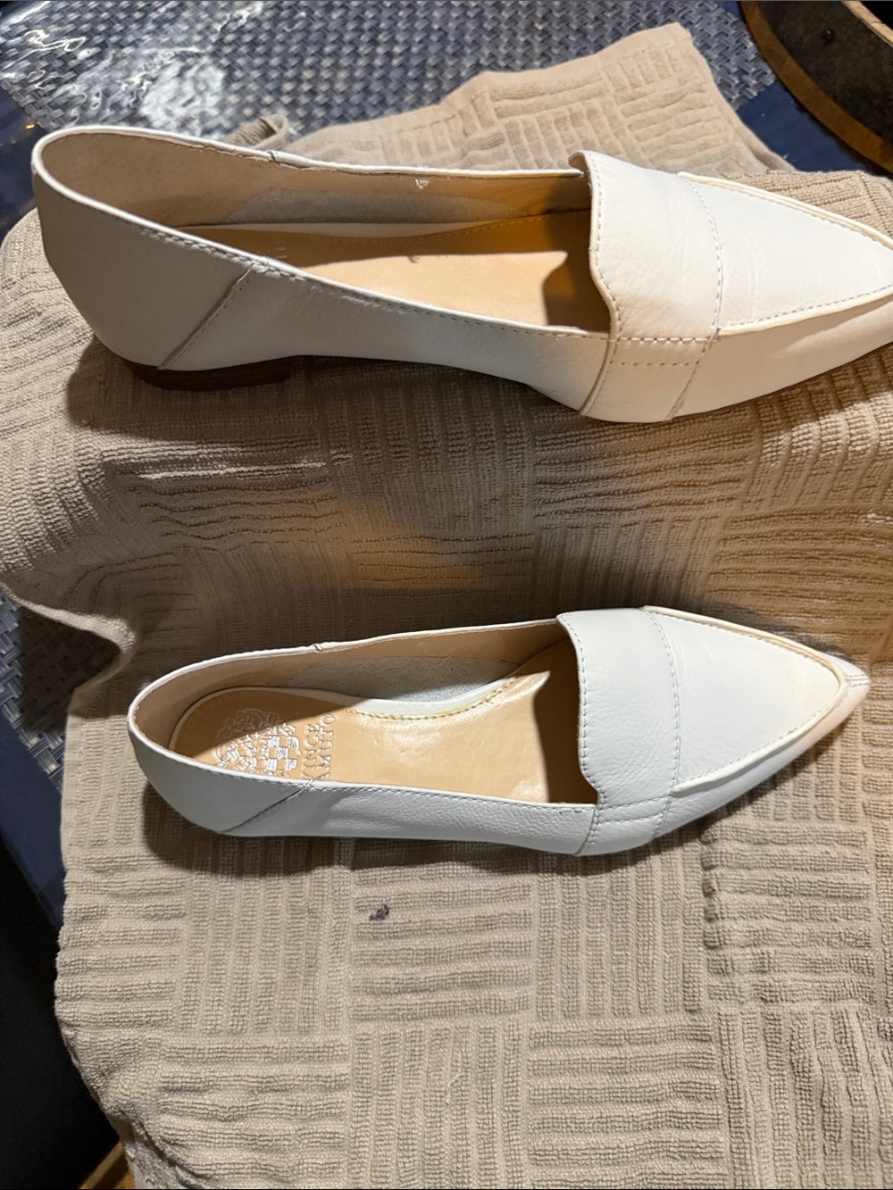 Vince Camuto White Pointed-Toe Slip-On Loafers